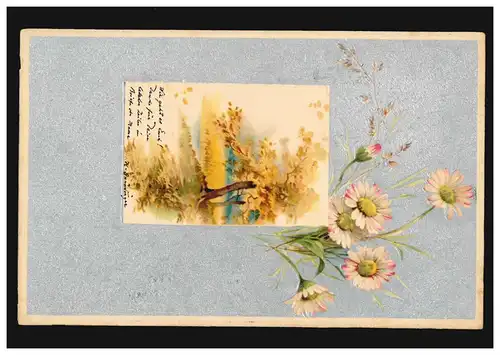 Plan de l'arbre avec lac et fleurs fond d'argent, VIENNE 27.2.1904