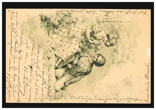 Carte d'amour dans le parc avec fleurs, CAISSONS 22.5.192