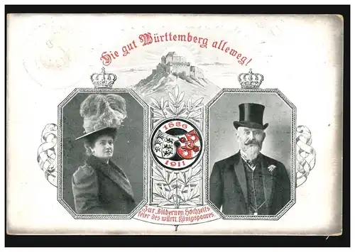 AK Au mariage argenté du roi ardent 1911, HEILBRONN 8.4.11