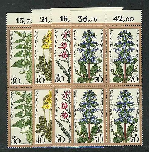 573-576 Wofa Fleurs forestières 1978, Vbl Oberrand Set **