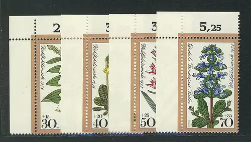573-576 Wofa Fleurs forestières 1978, coin o.l. phrase **