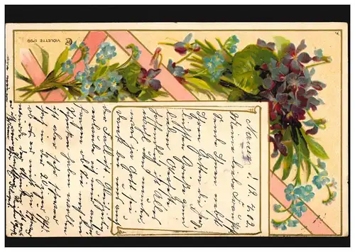 Prägekarte Grüße Blumenranke, HAGEN 11.4.1903 nach CHARLOTTENBURG 11.4.02