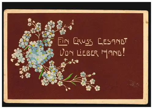 Prägekarte Ein Gruss gesandt von lieber Hand! Veilchenstrauß,  HÖRBRANZ 6.8.1907