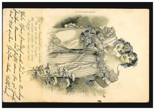 Prägekarte Gedicht Mög treue Freundschaft uns verbinden ..., ESSEN 18.4.1908