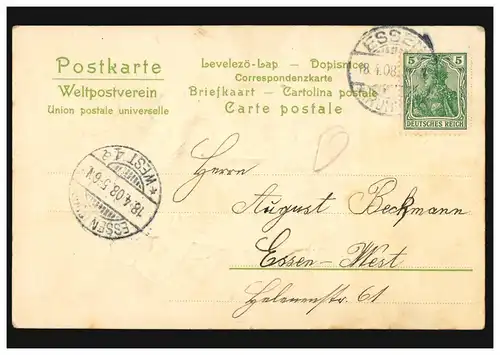 Carte de prédication Poème Puissiez-vous nous lier l'amitié fidèle ..., MESEN 18.4.1908