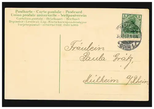 Carte de l'année Nouvel An Colonne de la victoire symbolique avec fer à cheval, FRANKFURT/OU 31.12.07