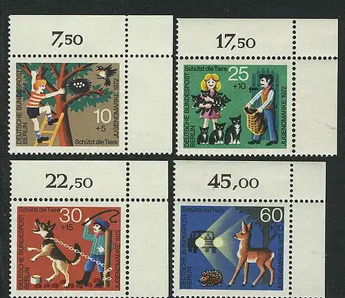 418-421 Jugend Tierschutz 1972, Ecke o.r. Satz **