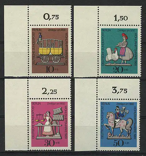 348-351 Wofa figures en étain 1969, coin o.l. phrase **