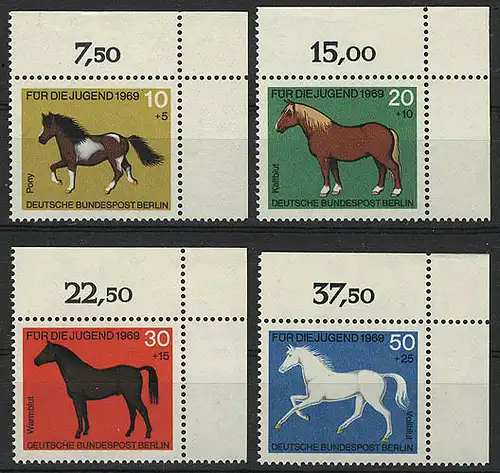 326-329 Jugend Pferde 1969, Ecke o.r. Satz **
