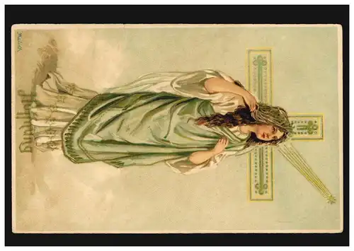 Carte d'Espoir Femme avant Croix avec étoile, BURGWALDNIEL 5.6.1906