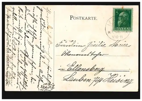 Prägekarte Die Hoffnung Frau vor Kreuz mit Stern, BURGWALDNIEL 5.6.1906