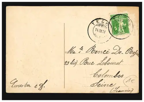 Carte de présentation Salutation fille et garçon en enveloppe avec fleurs, TEGNA 14.4.11