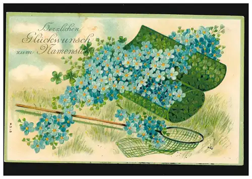 Carte de prénom Style Panier de fleurs avec caserne, CREFELD 25.11.1913