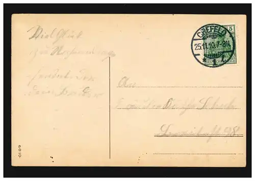 Carte de prédilection Félicitations pour le jour de nom de la fille avec des fleurs, CREFELD 25.11.1910