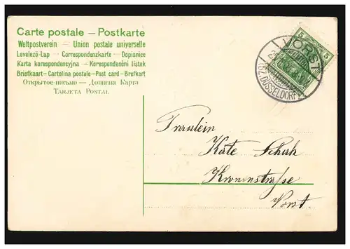 Prägekarte Glückwünsche zum Namenstage Bild im Efeurahmen, VORST 25.11.1905