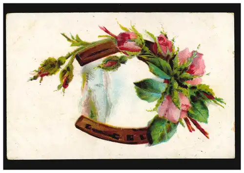 Carte de pré-félicitations Fer à cheval Nut Fleurs, CREFELD 25.11.1913