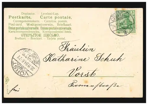 Carte de prédilection Félicitations pour le jour de la fête des fleurs, CREFELD 24.11.1904