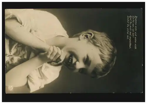 Ansichtskarte Kinder: Lachender Junge mit Gedicht, KIEL 21.8.1908