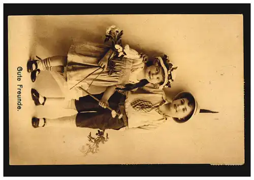 Carte de photos Enfants: Bon amis, couru 1919
