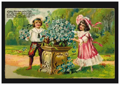 AK Enfants N'oublie pas les filles et les garçons devant les fleurs BOÎTE 17.5.1920
