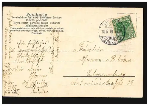 Prägekarte Grüße Fröhliche Pfingsten Blumen Margeriten, OLDENBURG 10.5.1913