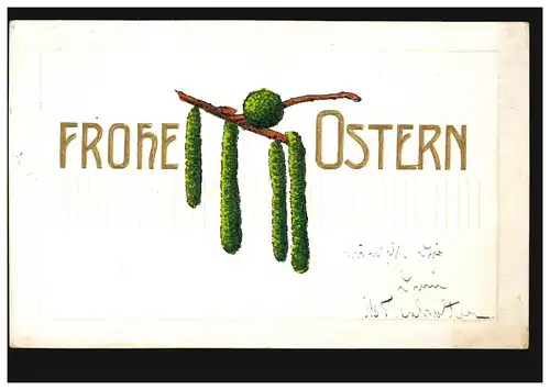 Carte de prévis chaton en caractères Joyeux Pâques, DUREN RHEINLAND 24.2.1909