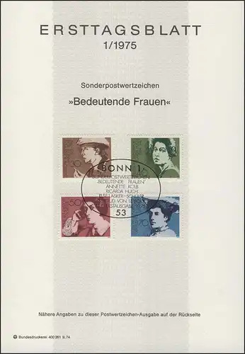 ETB 01/1975 Bedeutende Frauen: Schriftstellerinnen