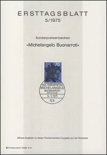 ETB 05/1975 Michelangelo, Bildhauer, Maler