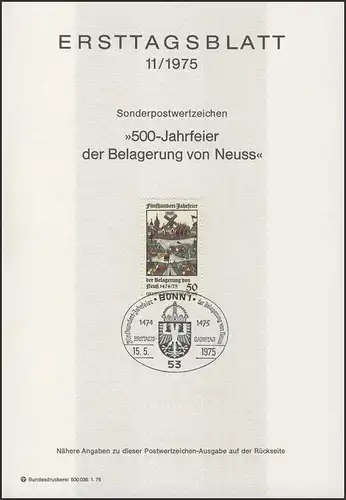 ETB 11/1975 Belagerung Neuss, Karl der Kühne