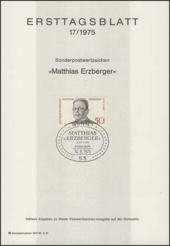 ETB 17/1975 Matthias Erzberger