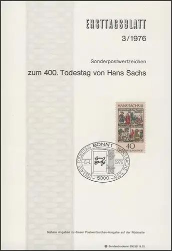 ETB 03/1976 Hans Sachs, poète, chanteur