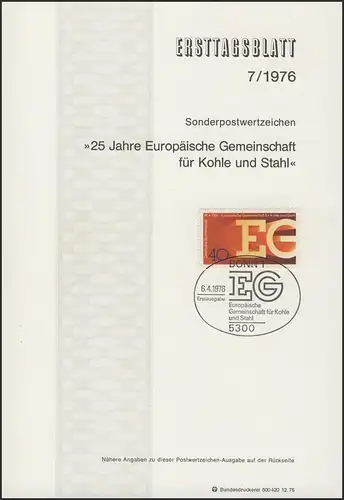 ETB 07/1976 EGKS Europäische Gemeinschaft Kohle, Stahl