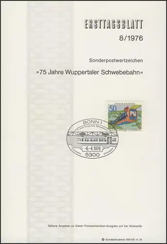 ETB 08/1976 Wuppertaler Schwebebahn