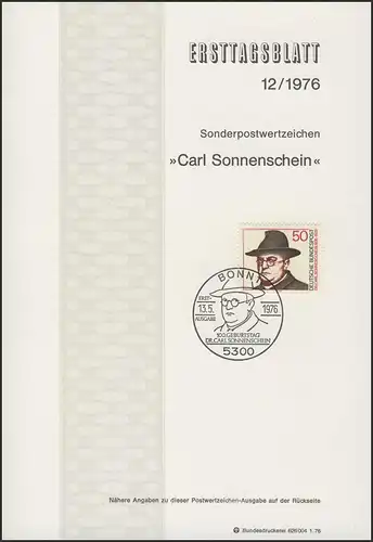 ETB 12/1976 Dr Carl Sonnenschein, pasteur