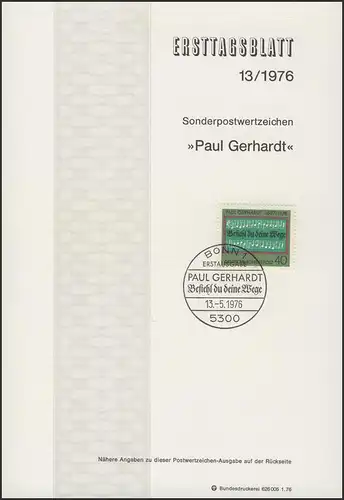 ETB 13/1976 Paul Gerhardt, Kirchenliederdichter