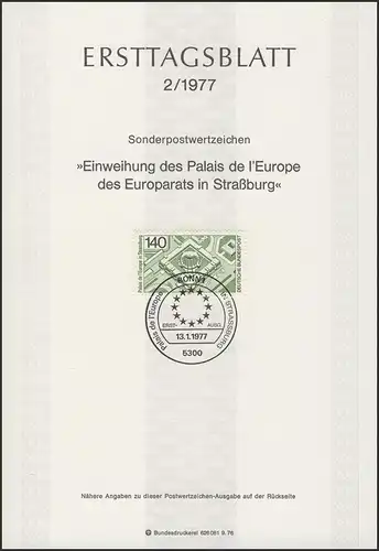 ETB 02/1977 Palais de l`Europe des Europarates Straßburg