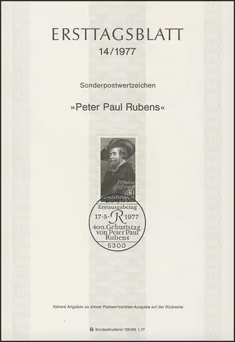 ETB 14/1977 Peter Paul Rubens, Maler