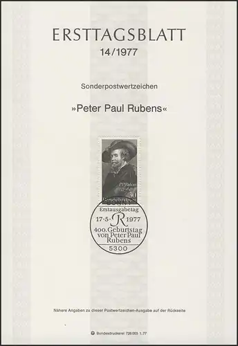 ETB 14/1977 Peter Paul Rubens, peintre