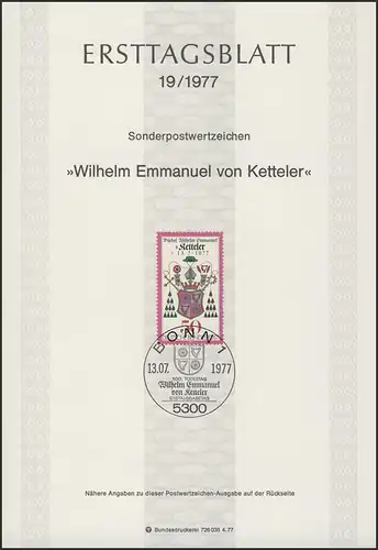 ETB 19/1977 Wilhelm Emmanuel Freiherr von Ketteler