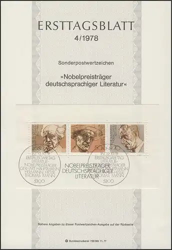ETB 04/1978 Bloc: Prix Nobel de littérature, Hesse