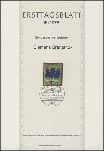 ETB 15/1978 Clemens Brentano, Schriftsteller