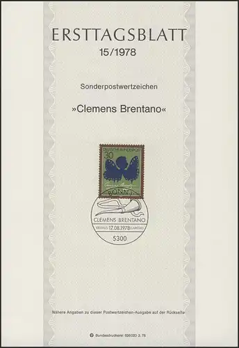 ETB 15/1978 Clemens Brentano, écrivain