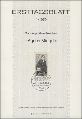 ETB 04/1979 Agnes Miegel, Schriftstellerin