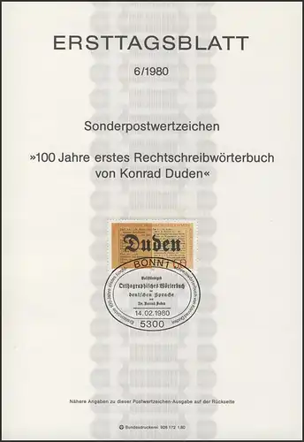 ETB 06/1980 Rechtschreiblexikon, Konrad Duden