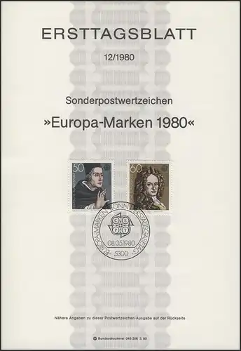 ETB 12/1980 Europe: Personnalités, Magnus, Leibniz