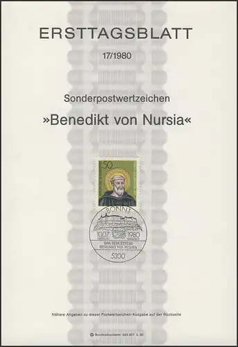 ETB 17/1980 Saint Benoît de Nursia