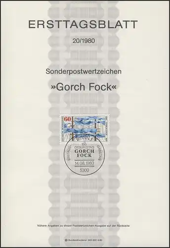 ETB 20/1980 Johann Kinau, Gorch Fock