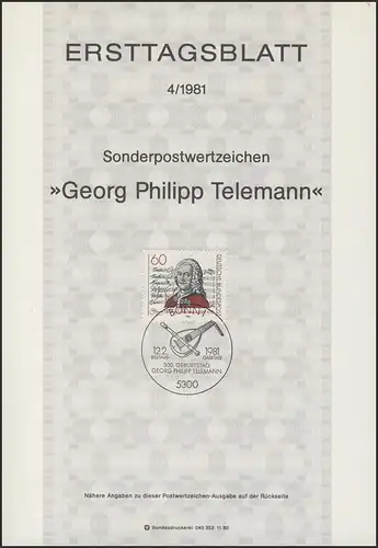 ETB 04/1981 Georg Philipp Telemann, compositeur