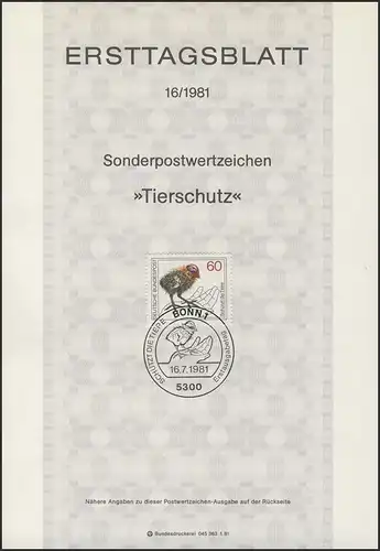 ETB 16/1981 Tierschutz, Blässhuhn