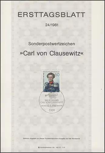 ETB 24/1981 Carl von Clausewitz, General, Philosoph